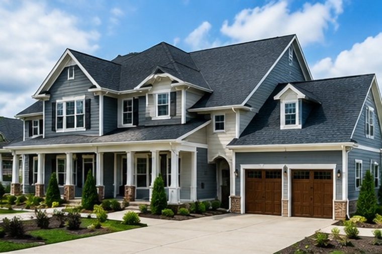 A completed asphalt shingle roof on a Hampton Roads home