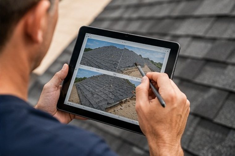 Harbor Guard roofer performing a photo-documented roof inspection